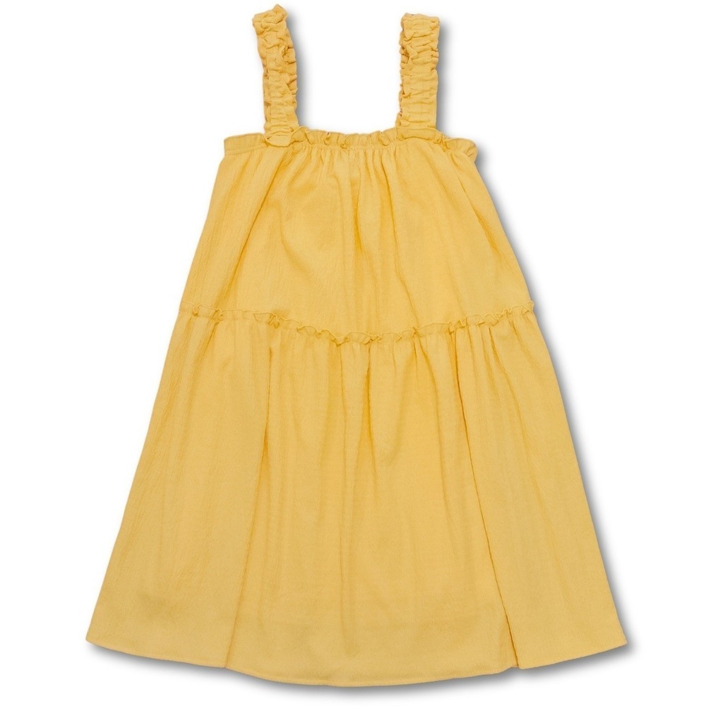 Sadie & Sage Dress Womens M Yellow Tiered Ruffle Beach Summer Wedding Guest Cute